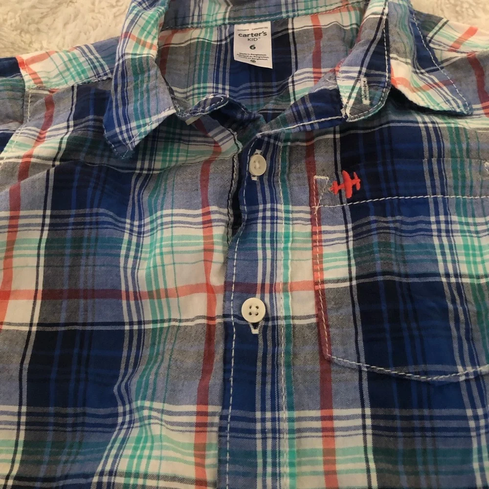 Carter’s Kid long sleeve button down plaid shirt size 6 - Picture 2 of 3